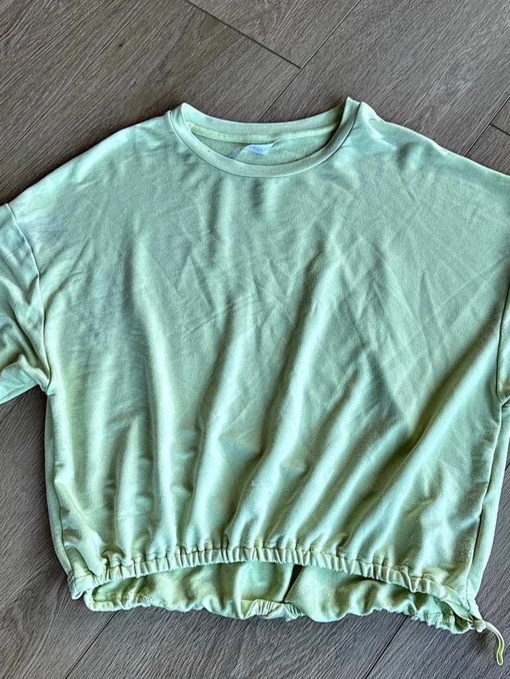 Fabletics Luxe Cinched Pullover Sage Green Cropped Sweatshirt Size Small